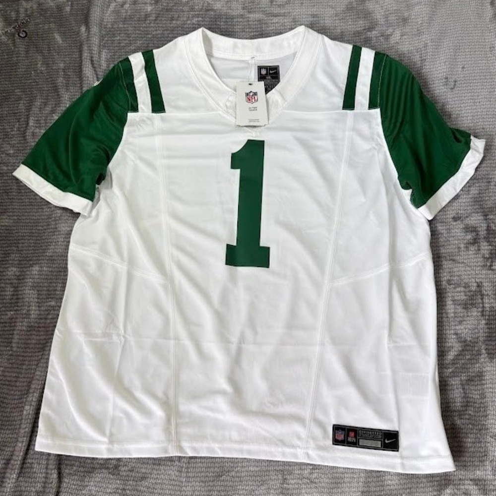 Nike New York Jets Sauce Gardner‎ 1 Away Jersey Mens XXL White Green Vapor New
